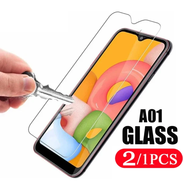 2/1 قطعة لسامسونج غالاكسي A03 A02 A01 الزجاج المقسى A90 A80 A70 A60 A50 A40 A30 A70s A50s A40s A30s A02s A03s واقية فيلم